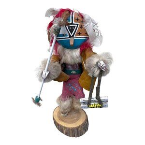 Handcrafted Native American Chief Kachina Doll By L. Vandever Signed 12" Large